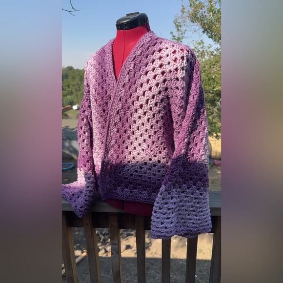 Ombre Purple Cardigan | Handmade Crochet - Picture 3 of 5